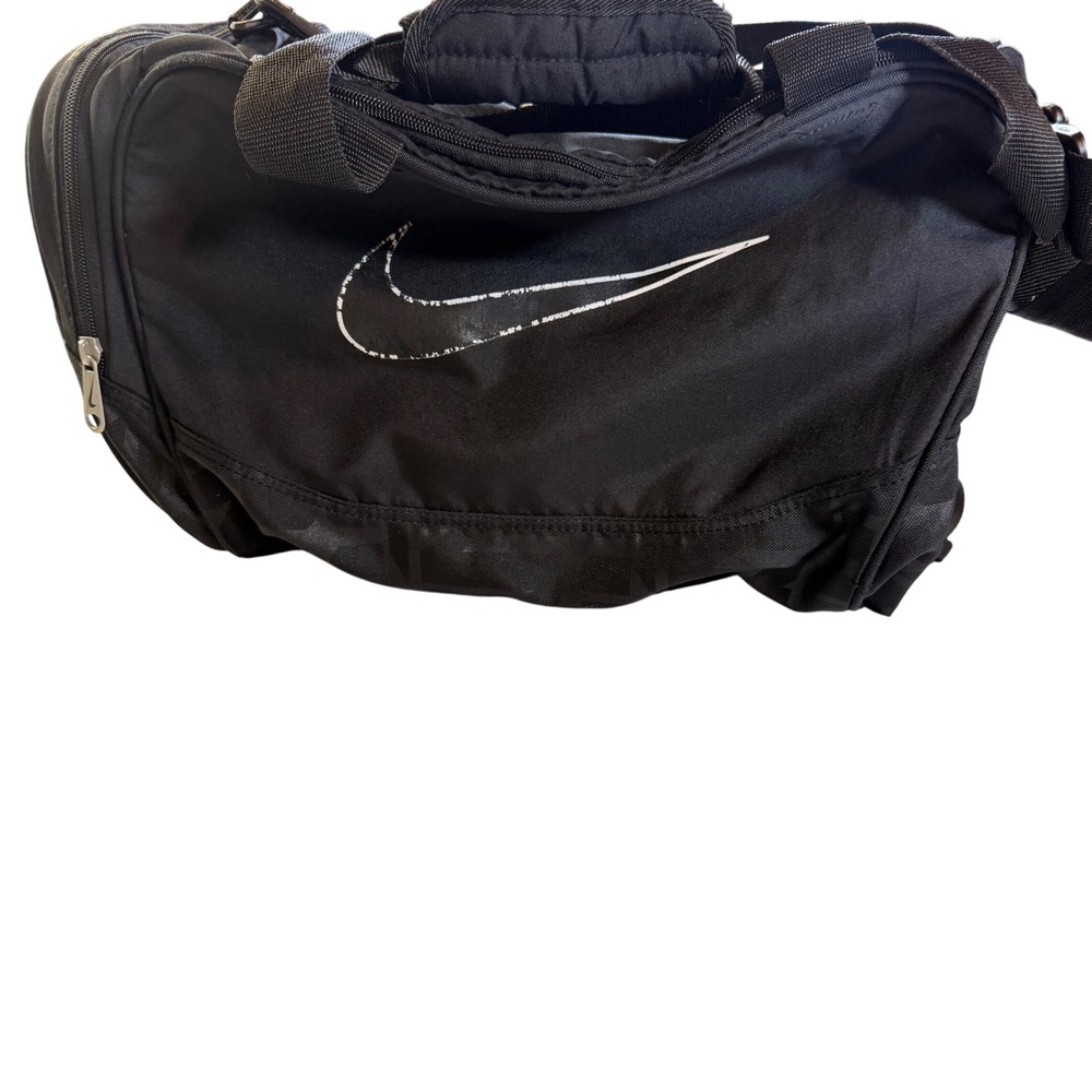 Nike Duffel Bag Black Swoosh Logo Gymβ Travel Gear Training Sports Logo